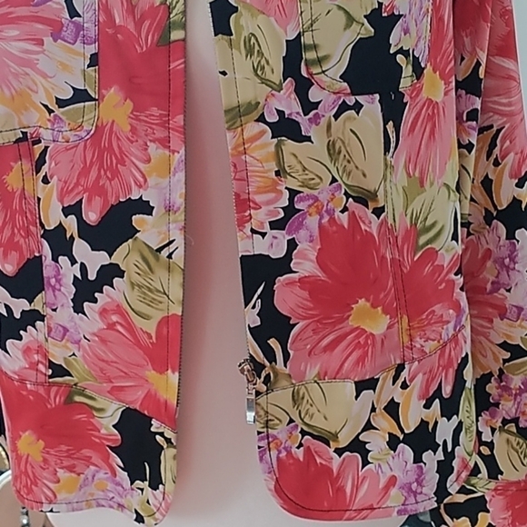 Erin London Floral Zip Front Jacket Sz PM - Picture 2 of 9